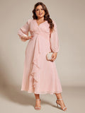 Plus Size A-Line Empire-Waist Long Sleeves A-Line Evening Dress