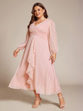 Plus Size A-Line Empire-Waist Long Sleeves A-Line Evening Dress
