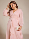 Plus Size A-Line Empire-Waist Long Sleeves A-Line Evening Dress