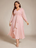 Plus Size A-Line Empire-Waist Long Sleeves A-Line Evening Dress