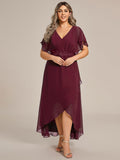 A-Line V-Neck Chiffon Short Sleeve Empire-Waist Applique Chiffon Formal Dress
