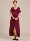 Elegant A-line Empire-Waist Applique Ruffles Chiffon Mother of the Bride Dress