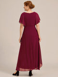 Elegant A-line Empire-Waist Applique Ruffles Chiffon Mother of the Bride Dress