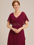 Elegant A-line Empire-Waist Applique Ruffles Chiffon Mother of the Bride Dress