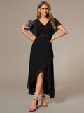 Elegant A-line Empire-Waist Applique Ruffles Chiffon Mother of the Bride Dress