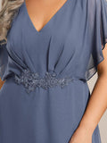 Elegant A-line Empire-Waist Applique Ruffles Chiffon Mother of the Bride Dress