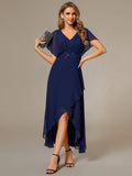 Elegant A-line Empire-Waist Applique Ruffles Chiffon Mother of the Bride Dress