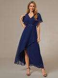 Elegant A-line Empire-Waist Applique Ruffles Chiffon Mother of the Bride Dress