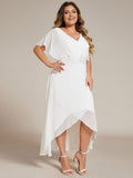 A-Line V-Neck Chiffon Short Sleeve Empire-Waist Applique Chiffon Formal Dress