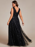 Plus Size A-Line Sparkling Sleeveless Formal Evening Dress with Sequins
