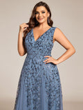 Plus Size A-Line Sparkling Sleeveless Formal Evening Dress with Sequins