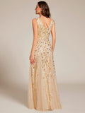 Plus Size A-Line Sparkling Sleeveless Formal Evening Dress with Sequins