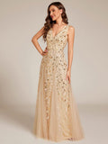 Plus Size A-Line Sparkling Sleeveless Formal Evening Dress with Sequins