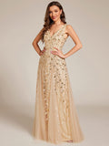 Plus Size A-Line Sparkling Sleeveless Formal Evening Dress with Sequins