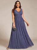 Plus Size A-Line Sleeveless V-Neck Pleated Empire-Waist Formal Evening Dress