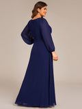 Elegant A-Line Chiffon Empire-Waist Pleated Formal Evening Dress with Long Sleeves