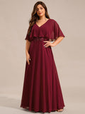 A-Line Plus Size Empire-Waist Chiffon Formal Dress with Half Sleeves