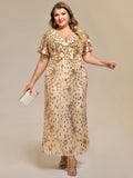 Plus Size Mermaid Sequin Appliques Short Sleeves Formal Dress