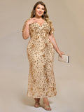 Plus Size Mermaid Sequin Appliques Short Sleeves Formal Dress