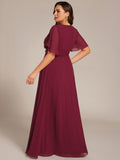 Plus Size A-Line Pleated Empire-Waist Applique Chiffon Formal Dress
