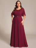 Plus Size A-Line Pleated Empire-Waist Applique Chiffon Formal Dress