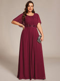 Plus Size A-Line Pleated Empire-Waist Applique Chiffon Formal Dress