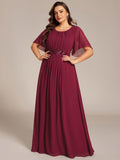 Plus Size A-Line Pleated Empire-Waist Applique Chiffon Formal Dress