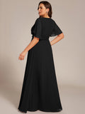 Plus Size A-Line Pleated Empire-Waist Applique Chiffon Formal Dress