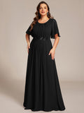 Plus Size A-Line Pleated Empire-Waist Applique Chiffon Formal Dress