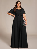 Plus Size A-Line Pleated Empire-Waist Applique Chiffon Formal Dress