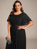 Plus Size A-Line Pleated Empire-Waist Applique Chiffon Formal Dress
