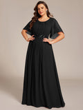 Plus Size A-Line Pleated Empire-Waist Applique Chiffon Formal Dress