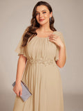 Plus Size A-Line Pleated Empire-Waist Applique Chiffon Formal Dress