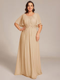 Plus Size A-Line Pleated Empire-Waist Applique Chiffon Formal Dress