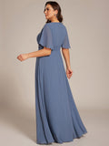 Plus Size A-Line Pleated Empire-Waist Applique Chiffon Formal Dress