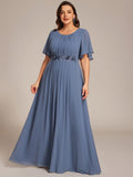Plus Size A-Line Pleated Empire-Waist Applique Chiffon Formal Dress