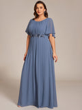 Plus Size A-Line Pleated Empire-Waist Applique Chiffon Formal Dress