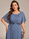 Plus Size A-Line Pleated Empire-Waist Applique Chiffon Formal Dress