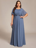 Plus Size A-Line Pleated Empire-Waist Applique Chiffon Formal Dress