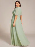 Plus Size A-Line Pleated Empire-Waist Applique Chiffon Formal Dress