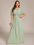 Plus Size A-Line Pleated Empire-Waist Applique Chiffon Formal Dress