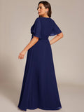 Plus Size A-Line Pleated Empire-Waist Applique Chiffon Formal Dress
