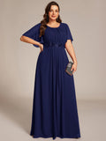 Plus Size A-Line Pleated Empire-Waist Applique Chiffon Formal Dress