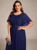 Plus Size A-Line Pleated Empire-Waist Applique Chiffon Formal Dress