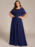 Plus Size A-Line Pleated Empire-Waist Applique Chiffon Formal Dress