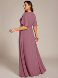 Plus Size A-Line Pleated Empire-Waist Applique Chiffon Formal Dress
