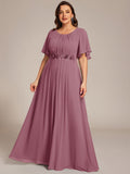 Plus Size A-Line Pleated Empire-Waist Applique Chiffon Formal Dress