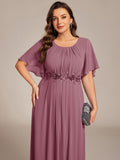 Plus Size A-Line Pleated Empire-Waist Applique Chiffon Formal Dress