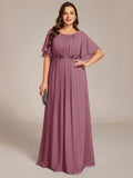 Plus Size A-Line Pleated Empire-Waist Applique Chiffon Formal Dress