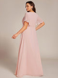 Plus Size A-Line Pleated Empire-Waist Applique Chiffon Formal Dress